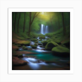 Waterfall In The Forest Art Print