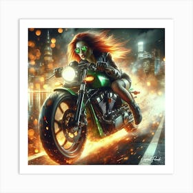 Inferno Green Rider Art Print