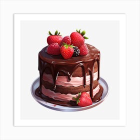 Chocolate Cake With Strawberries 14 Art Print