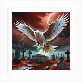 Eagle Flying Over Cemetery Art Print