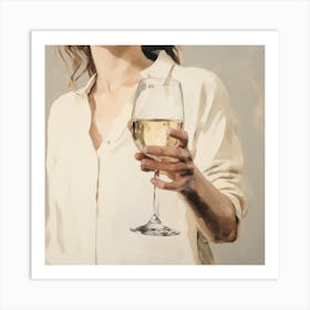 A Woman With A Glass Art Print