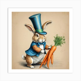 Rabbit With Carrots 18 Art Print