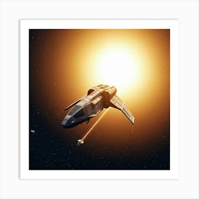 Spaceship In Space Art Print