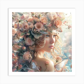 Pink Rose Dryad Princess Art Print