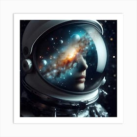 Double Exposure Of The Milky Way Galaxy Inside The Helmet Of An Astronaut Art Print