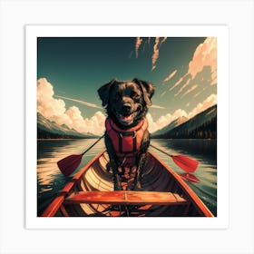 Dog In A Canoe Art Print