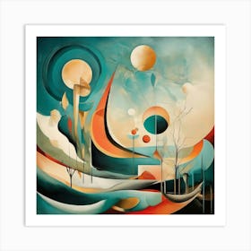 Abstract art in a surrealist style, blending dreamlike elements and unexpected juxtapositions Art Print