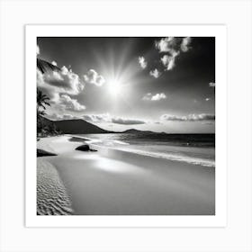 Black And White Beach 7 Art Print