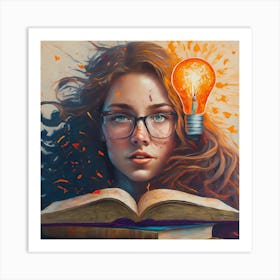 Girl Reading A Book Art Print