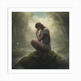 Girl In A Forest Art Print