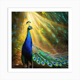 Peacock In The Sun art print Art Print