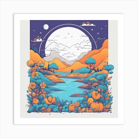 Landscape Illustration 1 Art Print