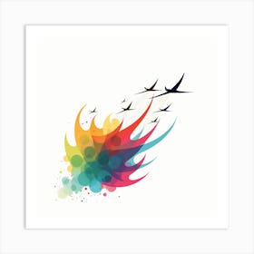 Colorful Birds Flying In The Sky Art Print