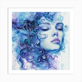 Blue Watercolor Painting Art Print