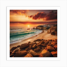 Sunset At The Beach 1 Art Print