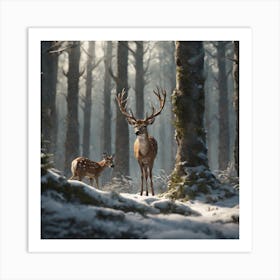 Deer In The Woods 38 Art Print