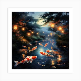 Koi Fish In The Pond 1 Art Print