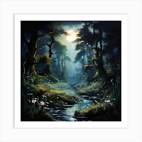 Forest At Night Art Print