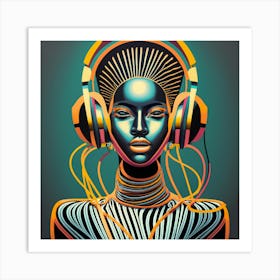 Woman With Headphones 63 Art Print