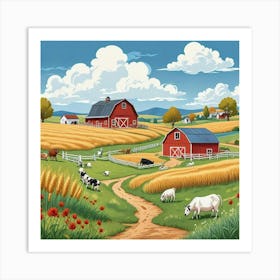 Grassland With Ship Art Print (2) Art Print