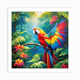 Parrot In The Jungle Art Print