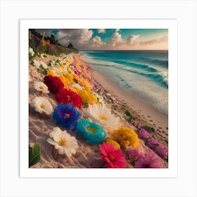 Flowers On The Beach 2 Art Print