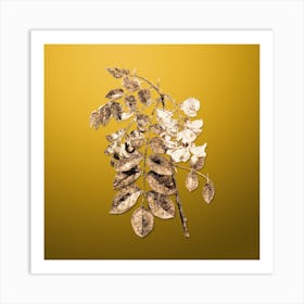 Gold Botanical Robinier Rose Bloom on Mango Yellow Art Print