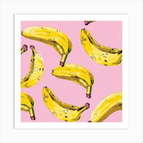 Bananas On Pink Background 1 Art Print