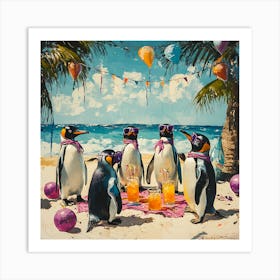 Tropical Penguin Beach Party Fun 8 Art Print