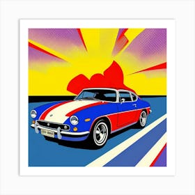 Red Auto with Vibrant Comic Halftone Details Art Print