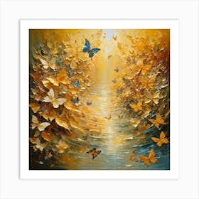 Golden Butterflies Art Print