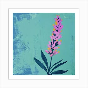 Lavender 1 Square Flower Illustration Art Print