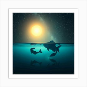 Two Fish Swimming In The Water 3 Art Print