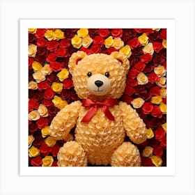 Teddy Bear With Roses 15 Art Print