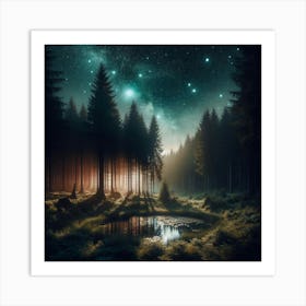 Forest At Night Art Print