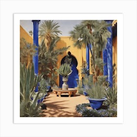 Jardin Majorelle, Morocco Vintage Botanical Canvas Xl  Art Print