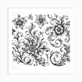 Ornate Floral Design 16 Art Print