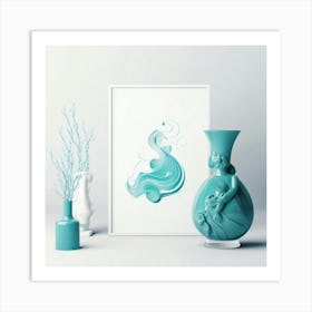 Blue And White Print Art Print