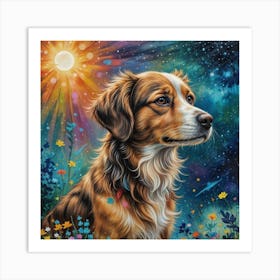 Starry Night Dog Art Print