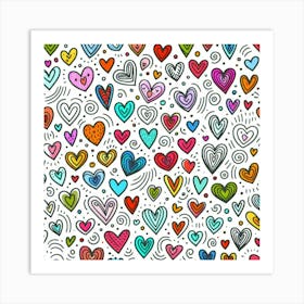 Doodle Hearts Art Print