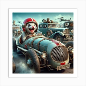 Otters In A Race Car Art Print