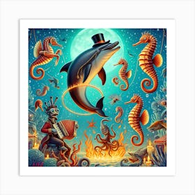 Dolphins In The Sea 1 Art Print