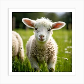 Young Cute Grass Farming Animal Farm Field Fur Wool Farm Animal Baby Countryside Little (1) Art Print