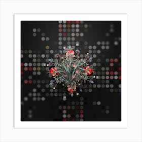 Vintage Sansevieria Carnea Floral Wreath on Dot Bokeh Pattern Art Print