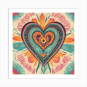 Retro Mexican Heart Art Print