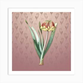Vintage Knysna Lily Botanical on Dusty Pink Pattern n.0999 Art Print
