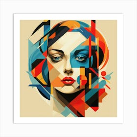 Abstract Geometrical Swedish Woman 04+ Art Print