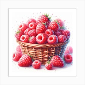 A basket of Raspberries 2 Art Print