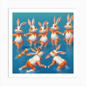 Rabbits In The Water 11 Art Print