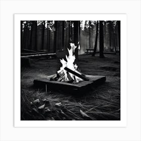 Campfire In The Woods 11 Art Print